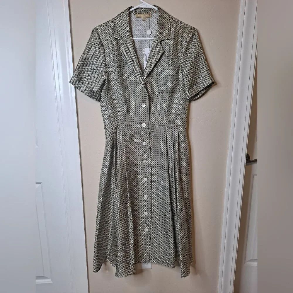 MICHAEL KORS Onward Luxury Grp Spa Italian Pleated Shirt Midi Dress NWT 100 SILK